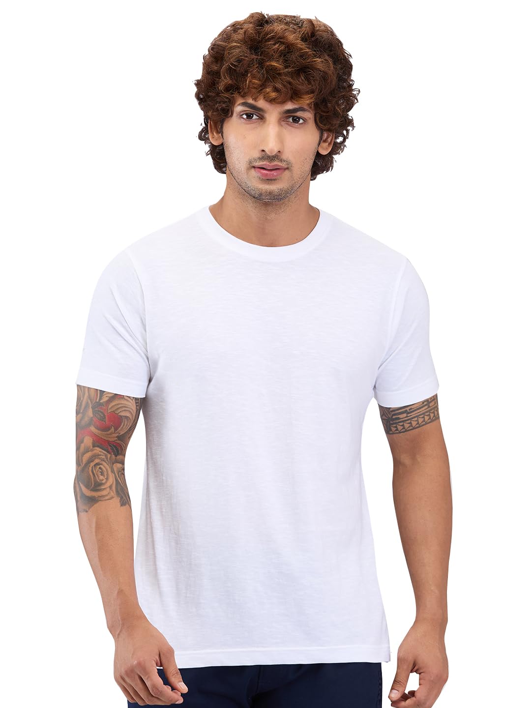 Men Regular Fit Solid Pattern Pure Cotton Round Neck T-Shirt-image-49