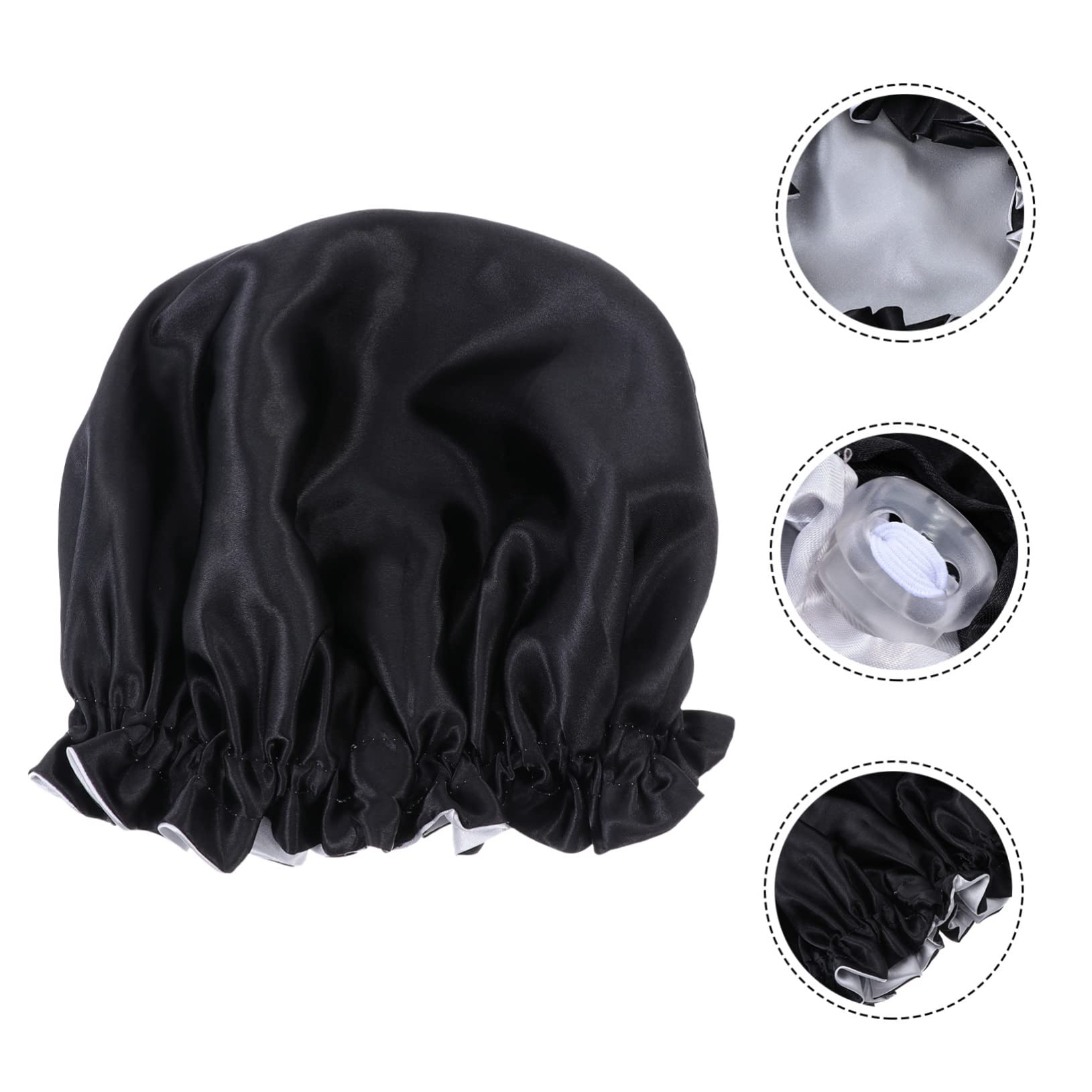 BESPORTBLE Comfortable Hair Care Cap Bath Hat Chemo Cap Sleep Bonnet Fashion Shower Black