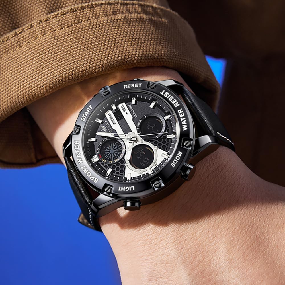 OLEVS Men Watches Fashion Date Gift Chronograph Watch for Men Large Business Digital Calendar Waterproof Mens Wrist Watch
