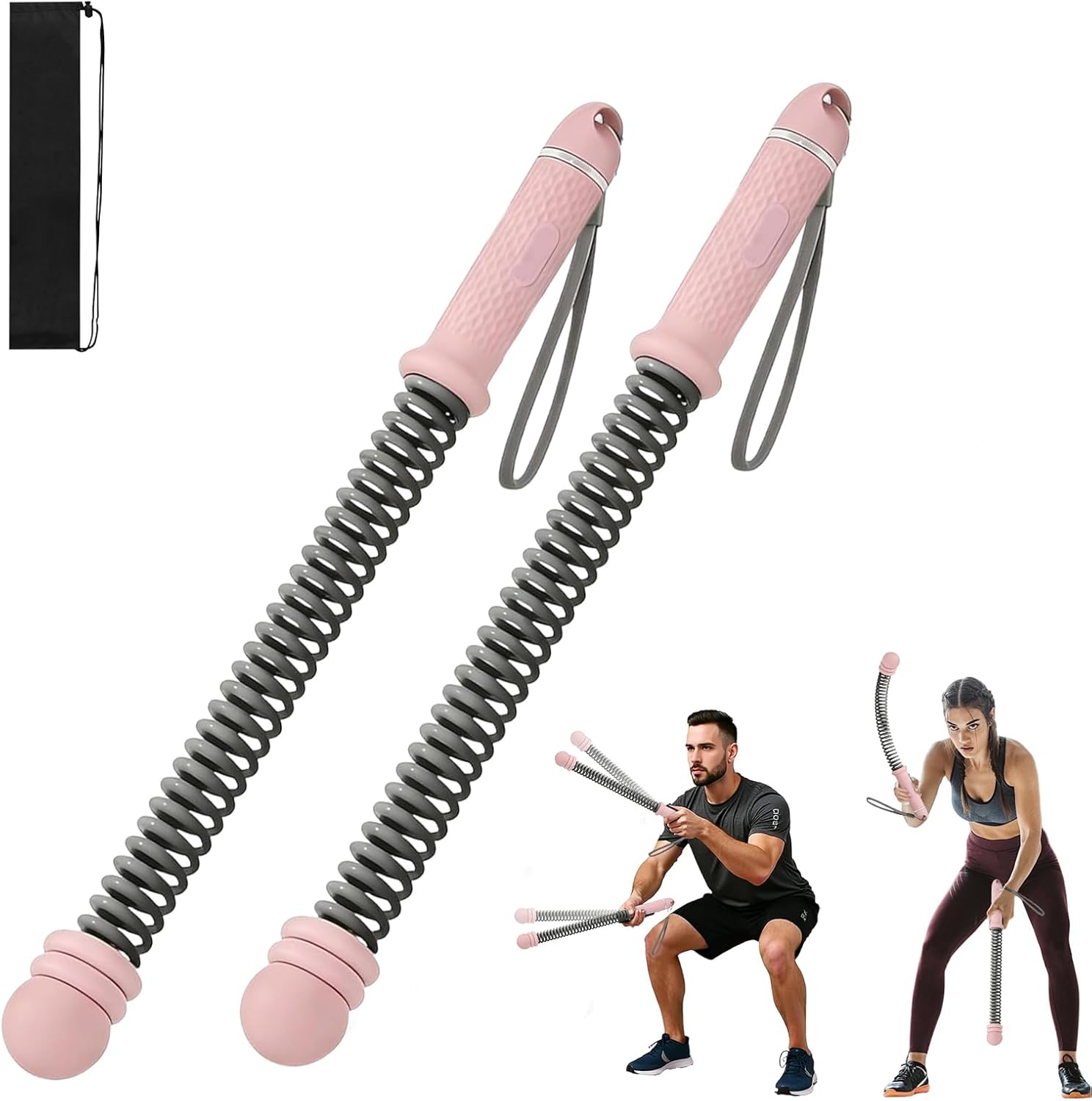 Portable Wireless Battle Rope, Adjustable Weight Wireless Battle Rope with Storage Bag, Suitable for Low-Impact Sports, Strength Training, and high-Intensity Interval Training (Pink)
