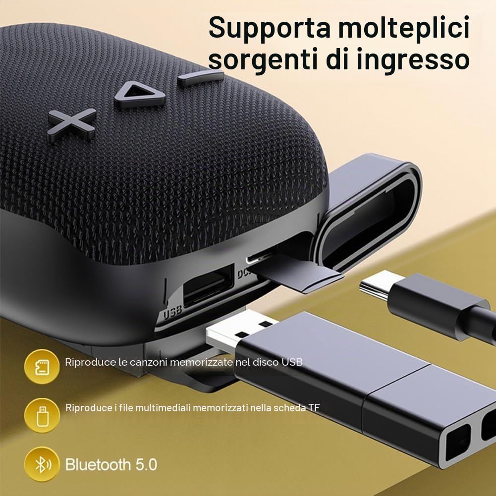 Altoparlante per bicicletta senza fili Bluetooth - Subwoofer per manubrio della bicicletta - nero - facile da installare e utilizzare