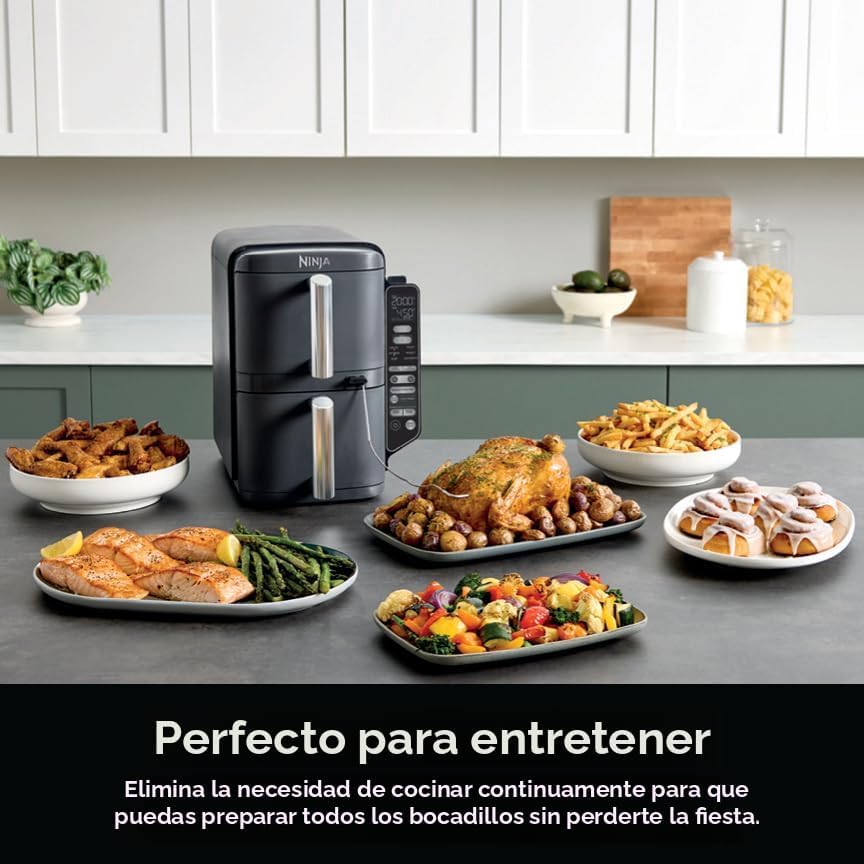 Miniatura 14 de Ninja Freidora de Aire Inteligente DoubleStack XL de 2 Cestas, Sistema de Cocción Inteligente, Tecnología DoubleStack Cocina 4 Alimentos a la Vez,