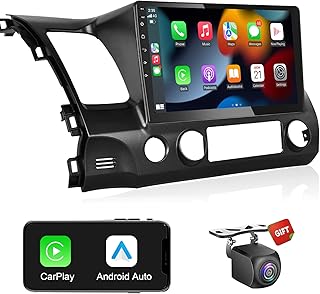 Android Car Stereo for Honda Civic 2006-2011 Built-in CarPlay & Android Auto, 32GB 10-Inch QLED Touchscreen Car Radio with Live Rear-View Backup Camera, GPS Navigation WiFi Bluetooth In-Dash Head Unit