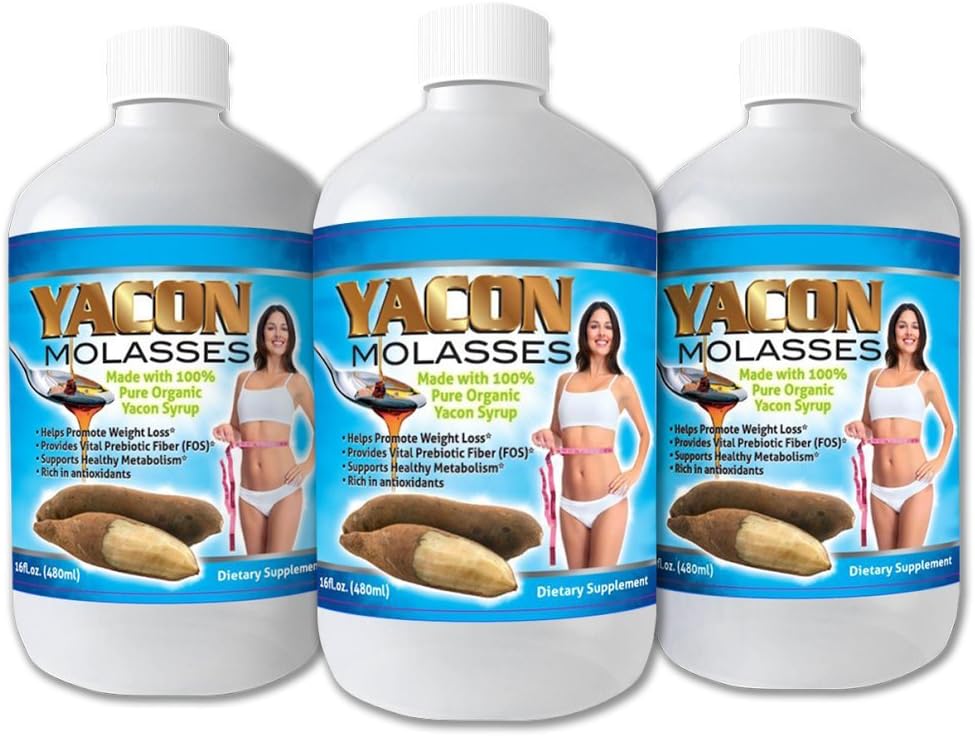 Yacon Molasses - 100% Organic Yacon Syrup - Super Charge Your Metabolism - 3 Bottle