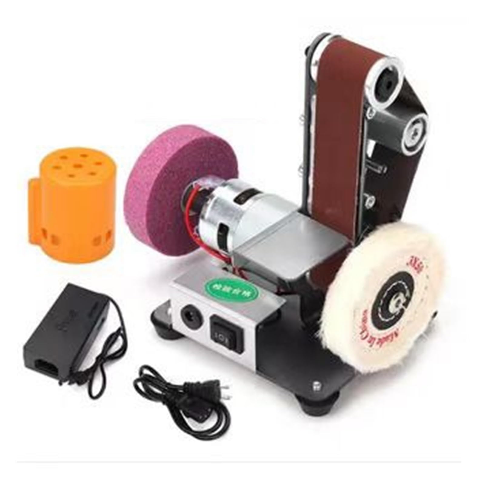 Polerka, szlifierka oscylacyjna, Mini elektryczna szlifierka taśmowa DIY szlifierka polerska wielofunkcyjna szlifierka ostrzarka do krawędzi z 10 szt. Pasami szlifierskimi do szlifowania, polerowania(