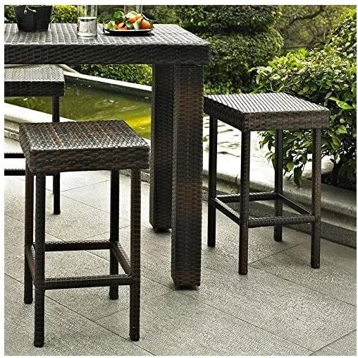 Rustic Romance 2Pc Outdoor Wicker Counter Height Bar Stool Set Brown - 2 Stools - 15" D x 15" W x 25.13" H