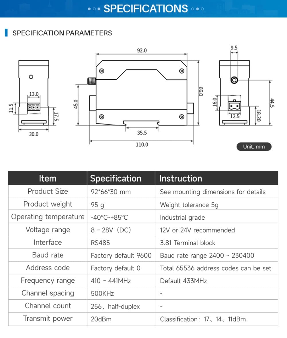 433MHz Wireless Digital Radio E95-DTU(433C20-485) 20dbm 6KM Modbus Watchdog Din Rail Unbegrenzt Hochgeschwindigkeitsübertragung Relais Vernetzung