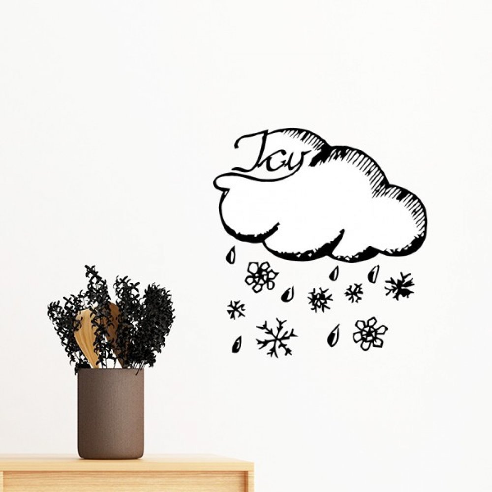 Sticker mural flocon de neige pour chambre | Grand papier peint vinyle amovible 80cm