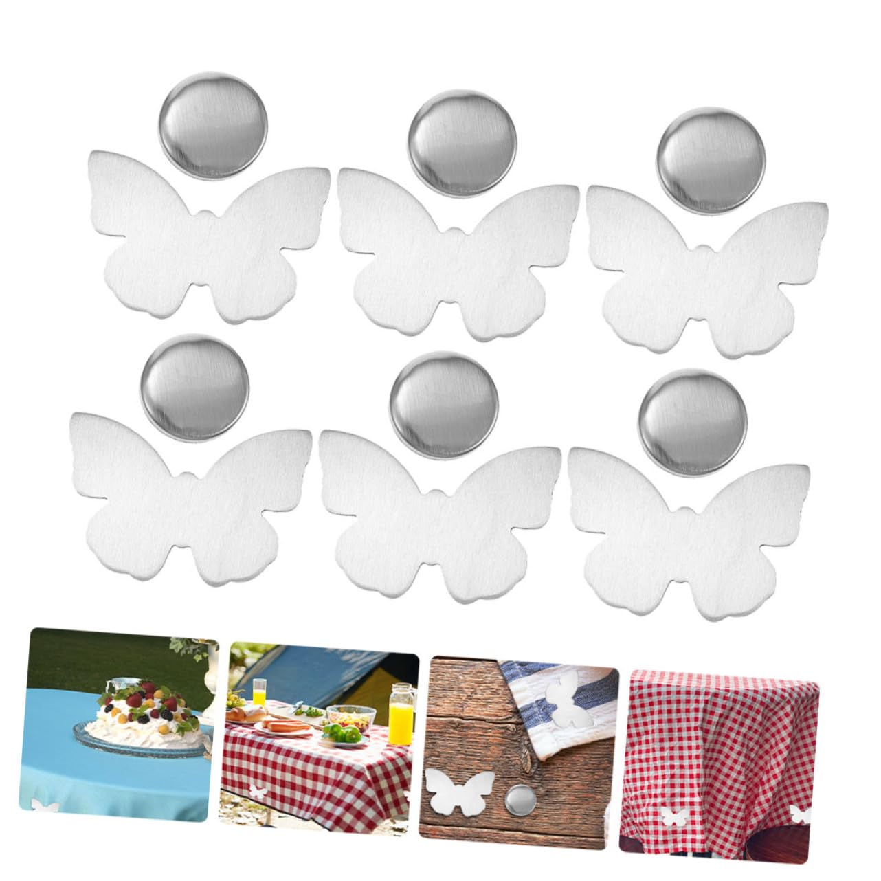 PRETYZOOM Pesi per Tovaglia in Acciaio Inossidabile 6 Pezzi a Forma di Farfalla, Fermatovaglia Magnetici per Buffet e Feste, Accessori Decorativi e Fissaggio Tavolo