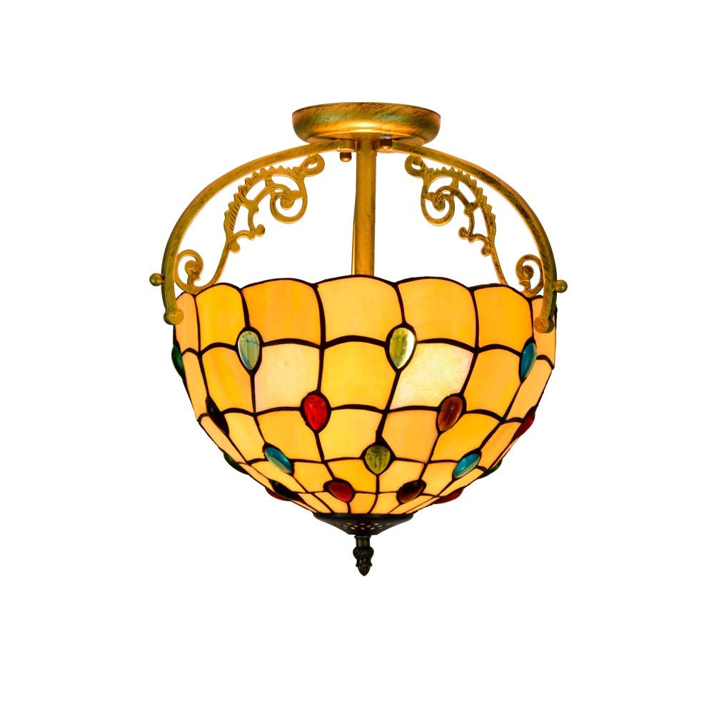 LYMSXAZOU Stained Glass Ceiling Lighting 30CM Dining Room Aisle Corridor Bathroom Glazed lamp European Colored Beads Light