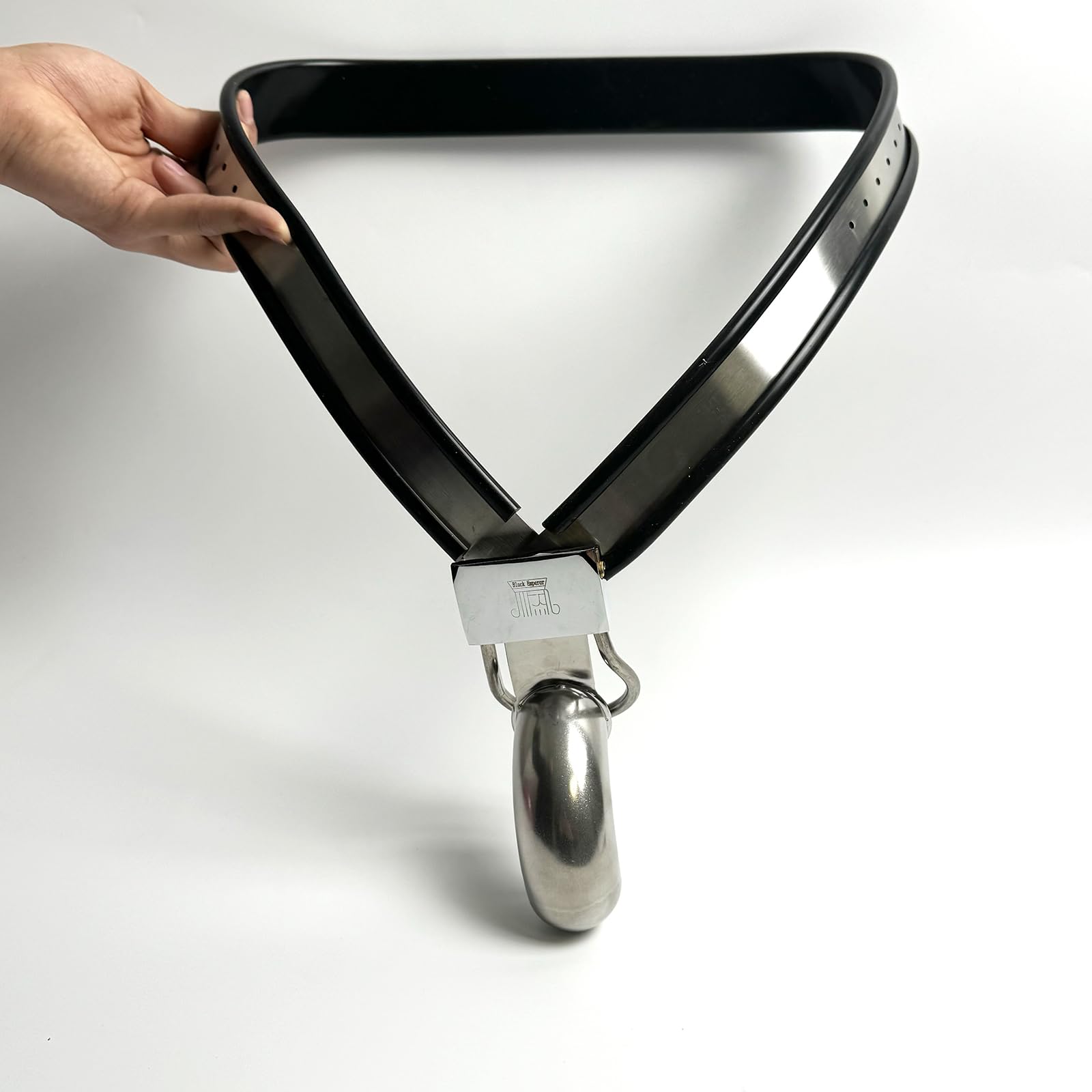 Ceinture de chasteté réglable en acier inoxydable Hommes noire 90-120cm YILUQIFLY Cage Fétichiste BDSM