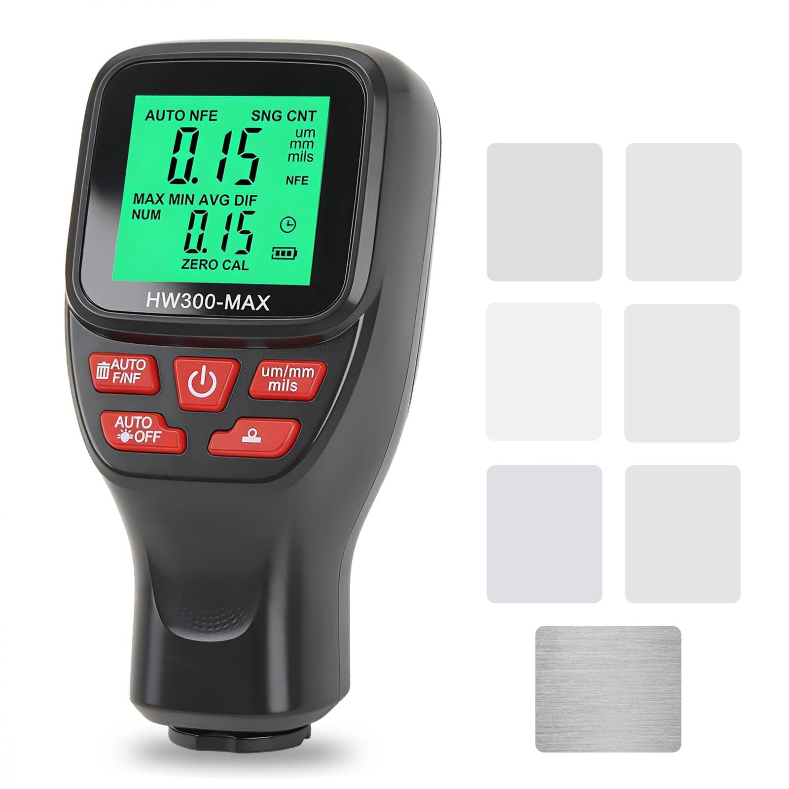 Digitales Schichtdickenmessgerät, 0-2000µm Lackmessgerät Auto Lackdickenmessgerät für Auto, Einheitenumrechnung (µm/mm/mils), ABS Lackschichtdickenmessgerät zum Messen (Black)