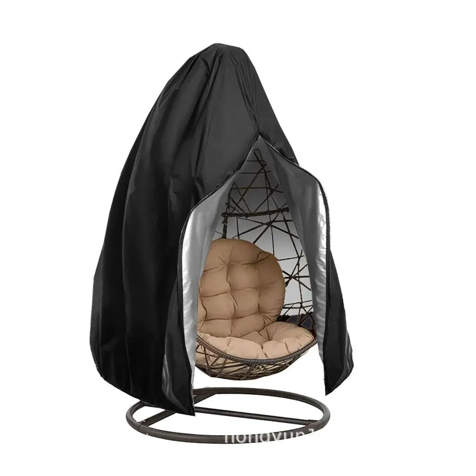 WEQYFDC Waterproof Cover For Garden Hanging Chair Hanging Chair Cover With Sun Protector Outdoor Garden Swing Egg Chair Waterproof Rattan Seat Furniture Cover(Black-B,230x200cm)