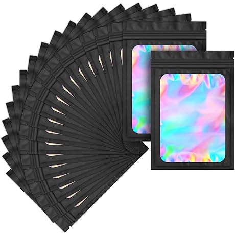 100 Pack Mylar Holographic Bags for Small Business