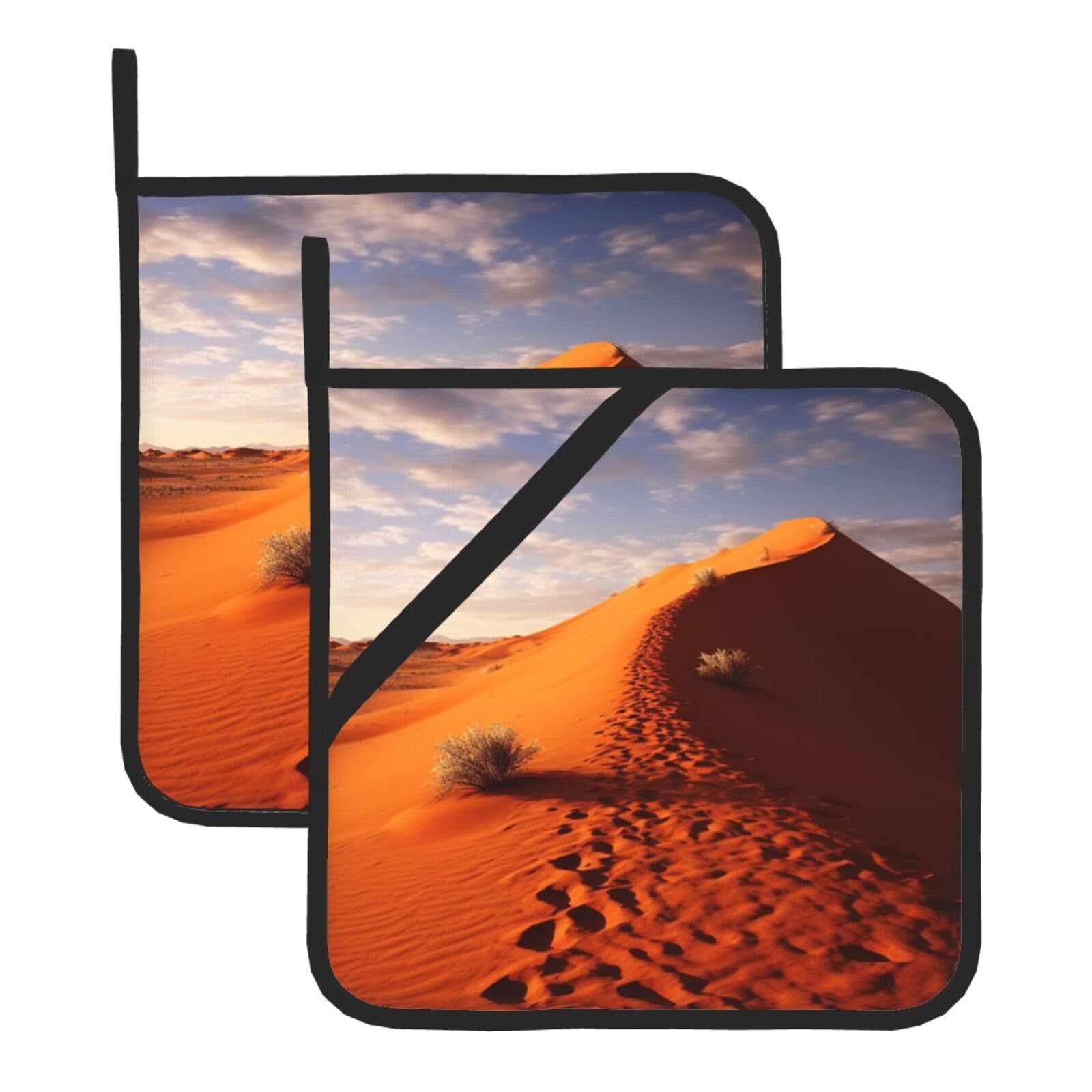 2 Pack Desert Pot Holders for Kitchen Heat Resistant Pot Holders with Pocket Oven Potholders Washable Hot Pads for Cooking Baking Oven Pans Trivet 8x8 Inches