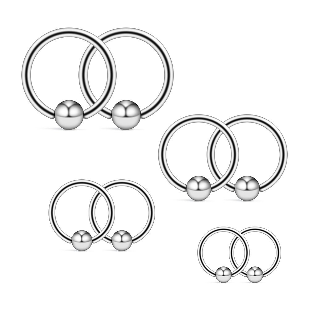 Ruifan 14G 316L Surgical Steel Captive Bead Ring PA Nipple Eyebrow Belly Tragus Cartilage Septum Piercing Jewelry 8PCS