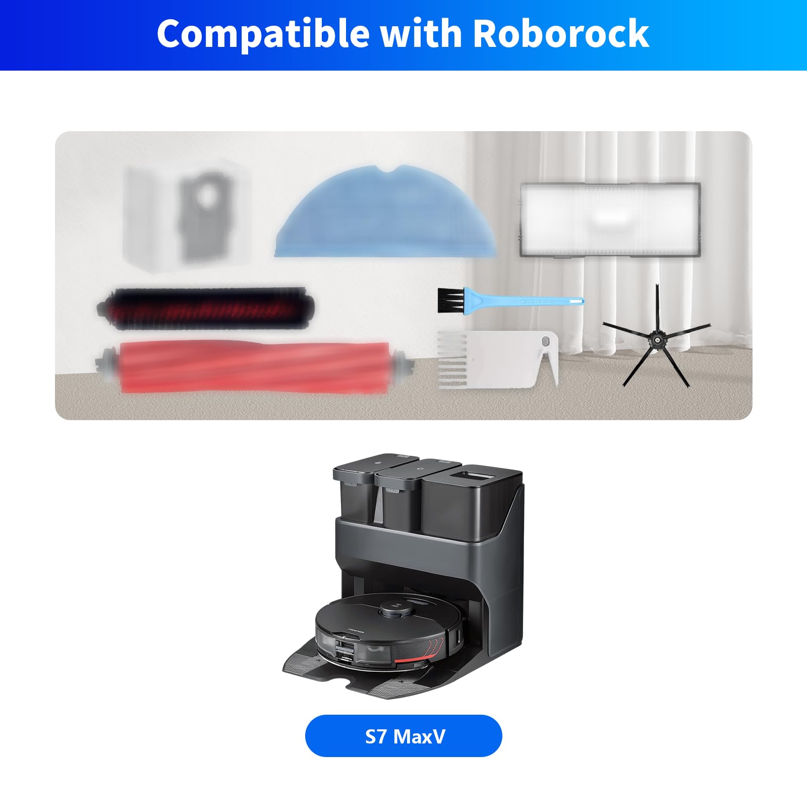 Kit D'Accessoires Pour Roborock S7 Max Ultra, Ensembles De Rechange Pour Robot Aspirateurs S7 Maxv Plus Avec 2 Brosse Principale - Electroménager - Foto 7