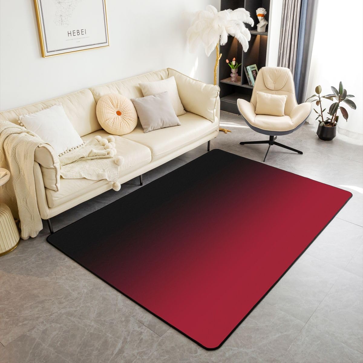 Homewish Czerwone i czarne dywaniki gradientowe 150 x 200 cm