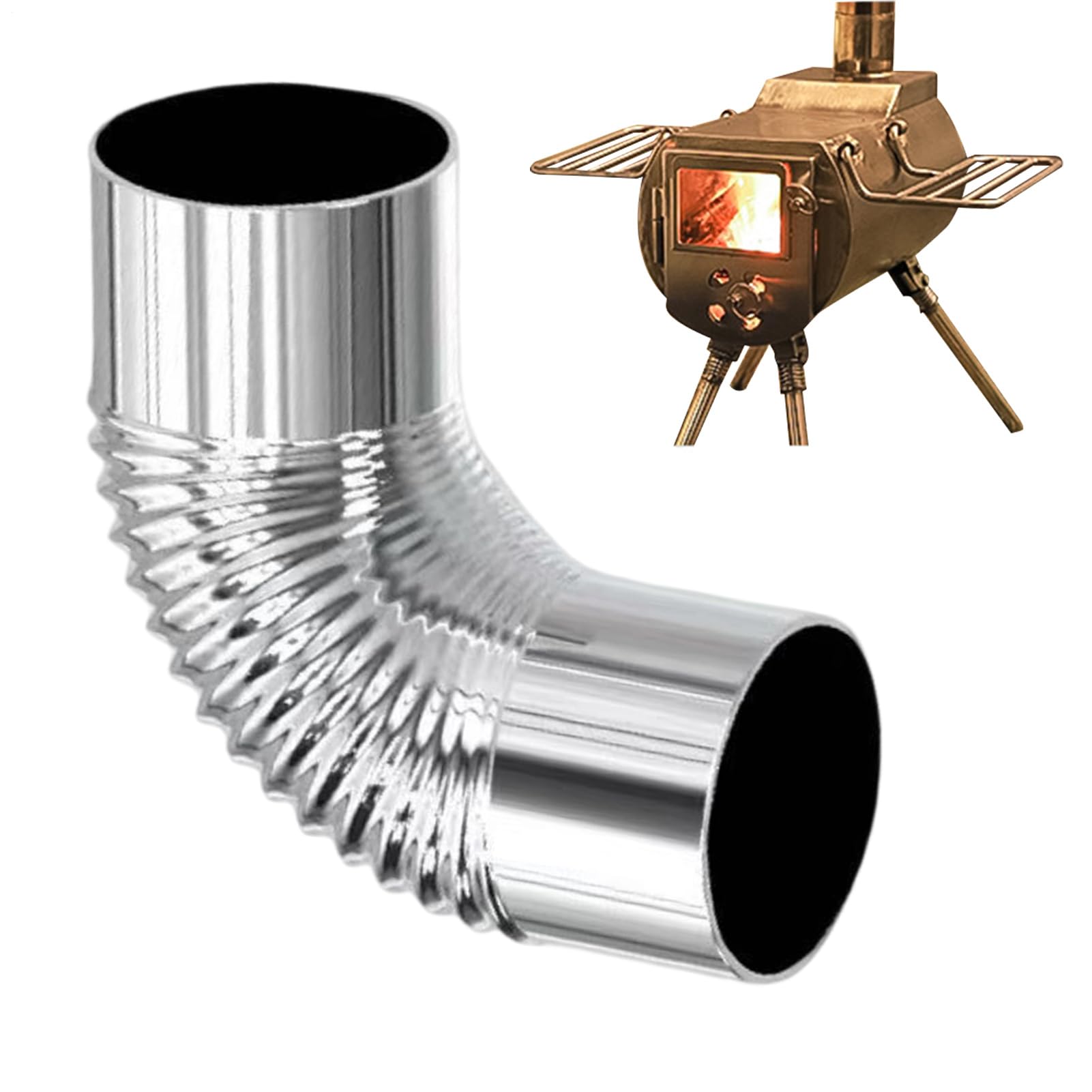 Tubo da Stufa a Legna Gomito a 90 Gradi per Tubo in Acciaio Inossidabile | Tubo In Acciaio Inossidabile Per Campeggio Attivita All Aperto Giardino Casa Grigliata BBQ Picnic