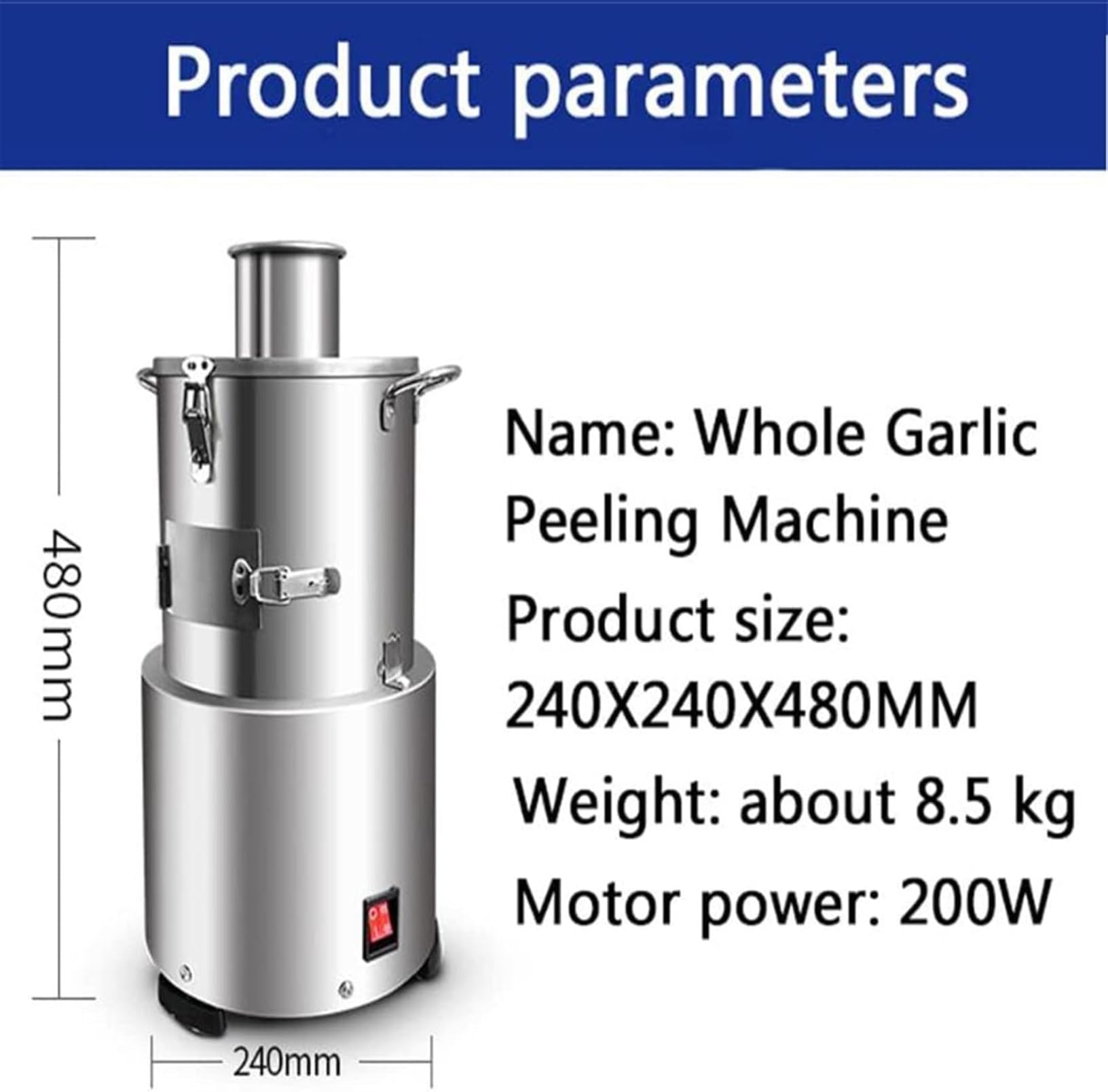 Elektryczna obieraczka do czosnku, stal nierdzewna 200 W, pojemność 30 kg/h, komercyjny separator czosnku do restauracji i przemysłu spożywczego