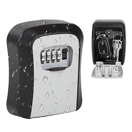 ALLOMN Key Lock Box, Wall Mounted Key Storage Box, Portable Outdoor Combination Key Hiders Safe Security Lock Box for Home, Office, Flats, Realtors, Apartment Spare Key Storage
