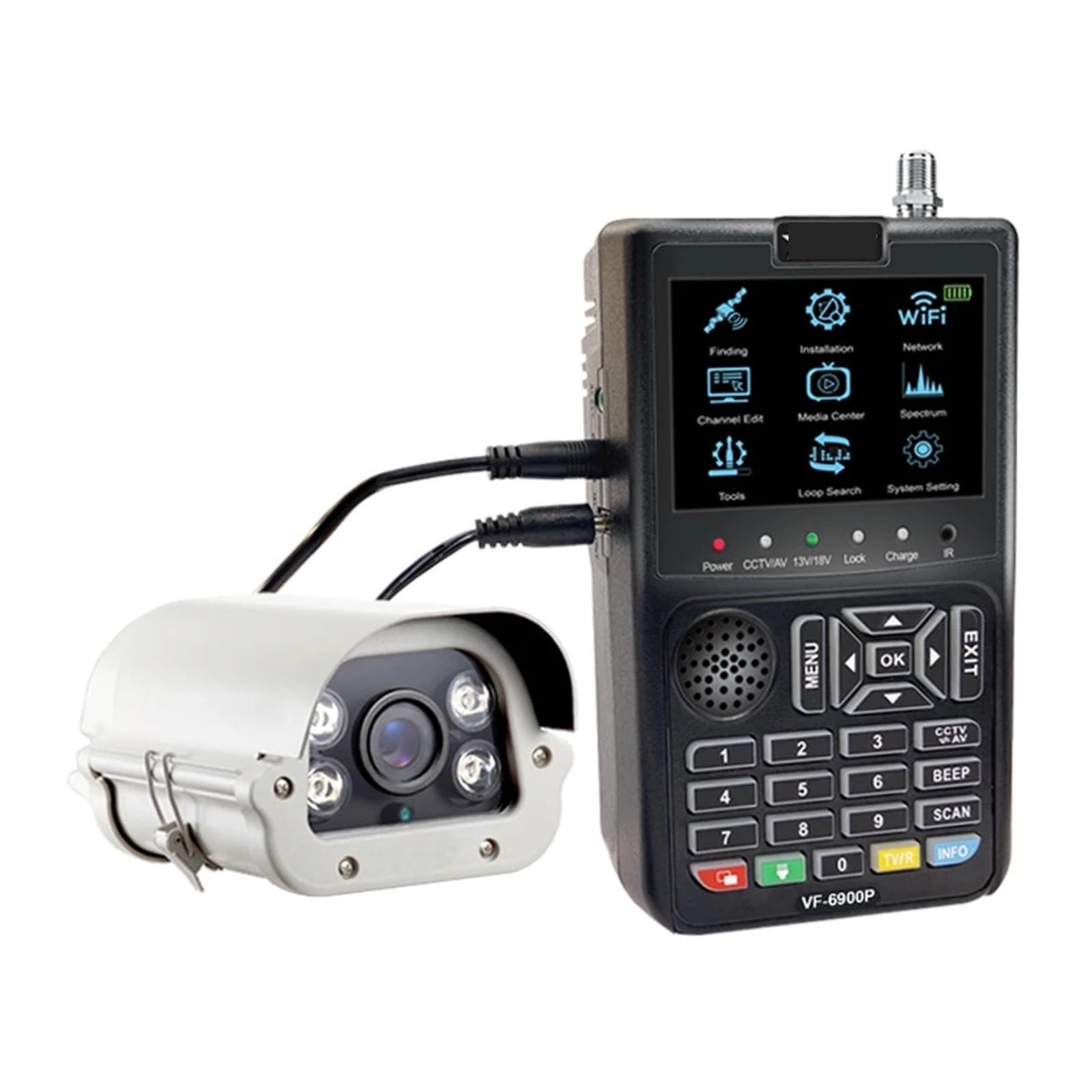 Receptor de satélite Receptor de TV del programa de vídeo en de la pantalla TFT combinada del buscador de satélite de HD Digital 3.5” para Antenas de Sistemas de Recepción Remota(VF-6900 Pro CCTV)