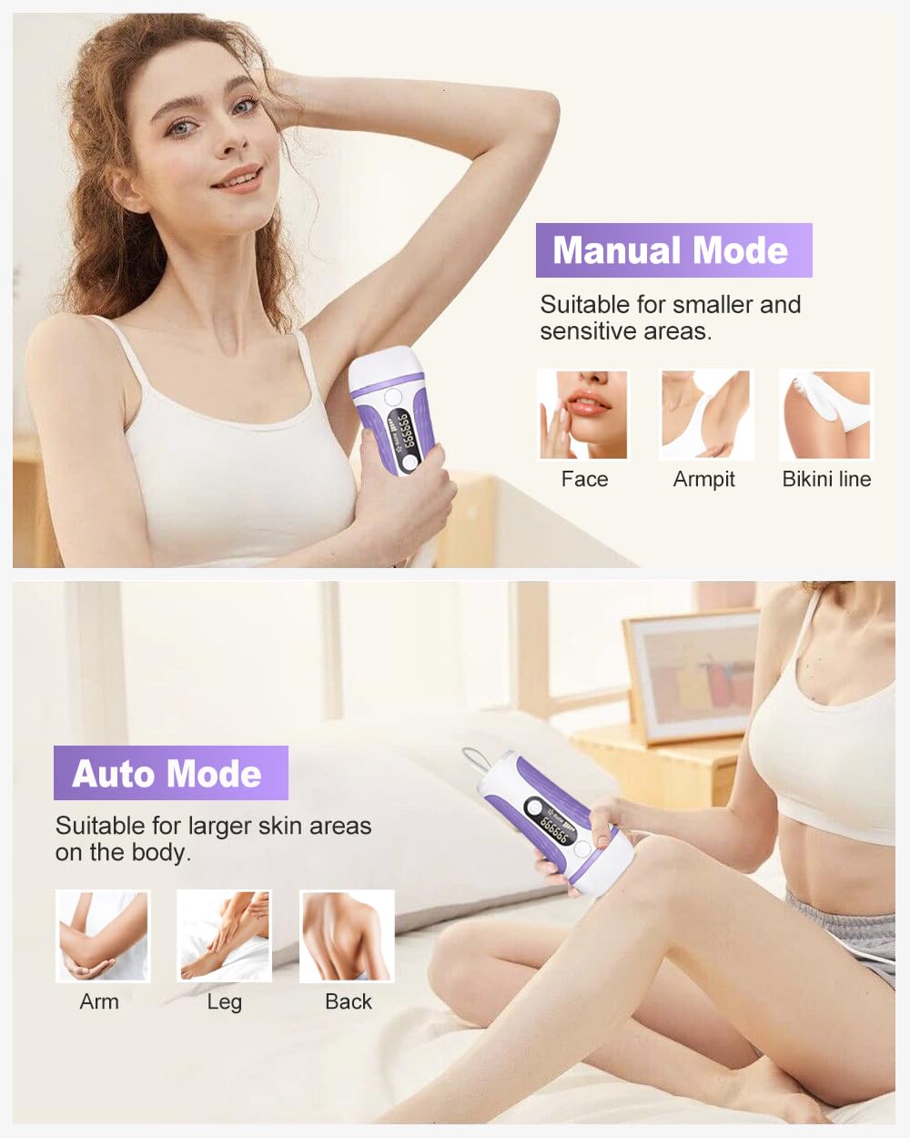 IPL Laser Hair Removal Device Permanent for Women & Men, 999,999 Flashes Safe Effective Lasting Hair Remover, Alternative to Salon, for Face Arms Armpit Legs Bikini Area Whole Body Home Treatment - Image 4