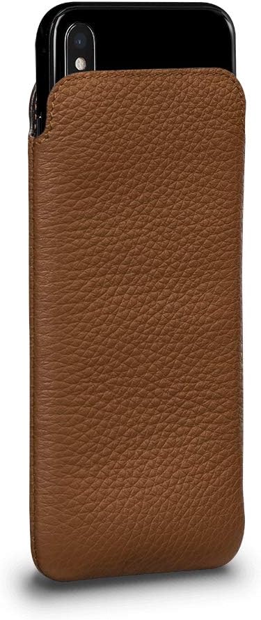 Black Friday Clearance Sena UltraSlim Leather Wallet Sleeve Cell Phone Case for iPhone Xs Max - Wireless Charging Compatible, Tan