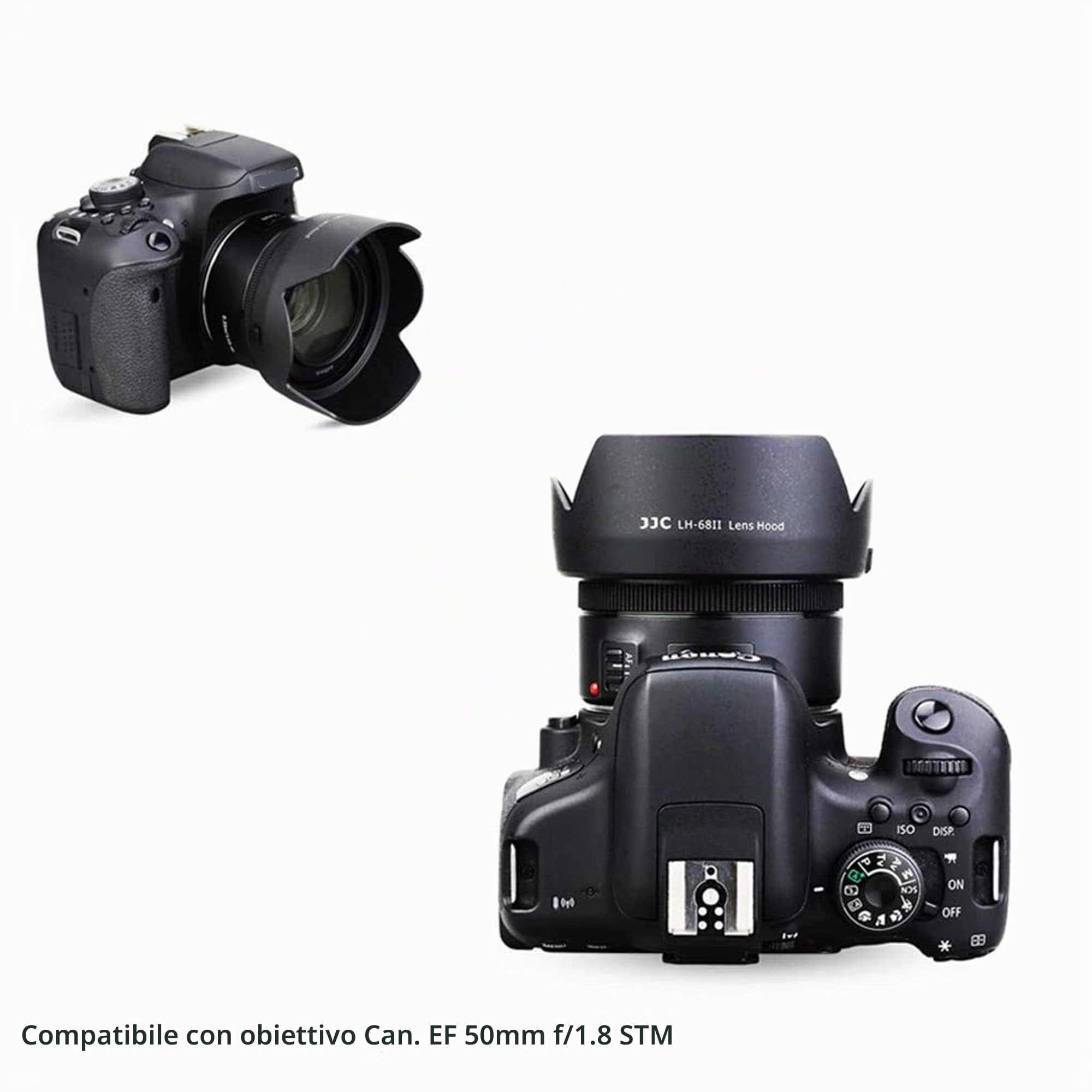 Paraluce e Filtro UV per Canon EF 50 mm f/1.8 STM, Sostituisce Canon ES-68, Paraluce Reversibile con Filtro UV da 49 mm, Riduce i Riflessi