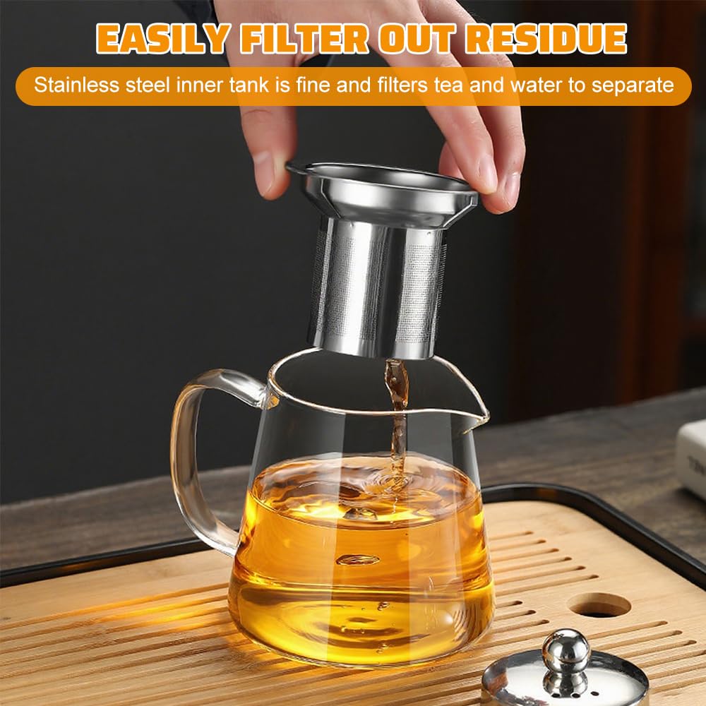 Théière Créative En Verre Borosilicaté 450 Ml Théière Filtre En Acier Inoxydable Amovible Pratique Petites Résistante À La Chaleur Brosse De Nettoyage Design Élégant pour Thé