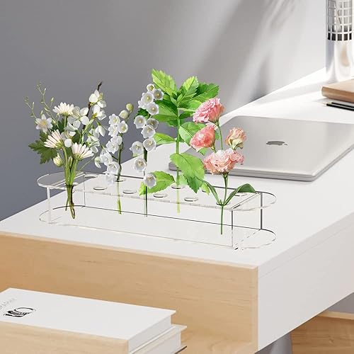 Miniatura 4 de Jarrón de flores de acrílico rectangular, centro de mesa floral, florero de acrílico transparente con 12 agujeros, diseño elegante perfecto para