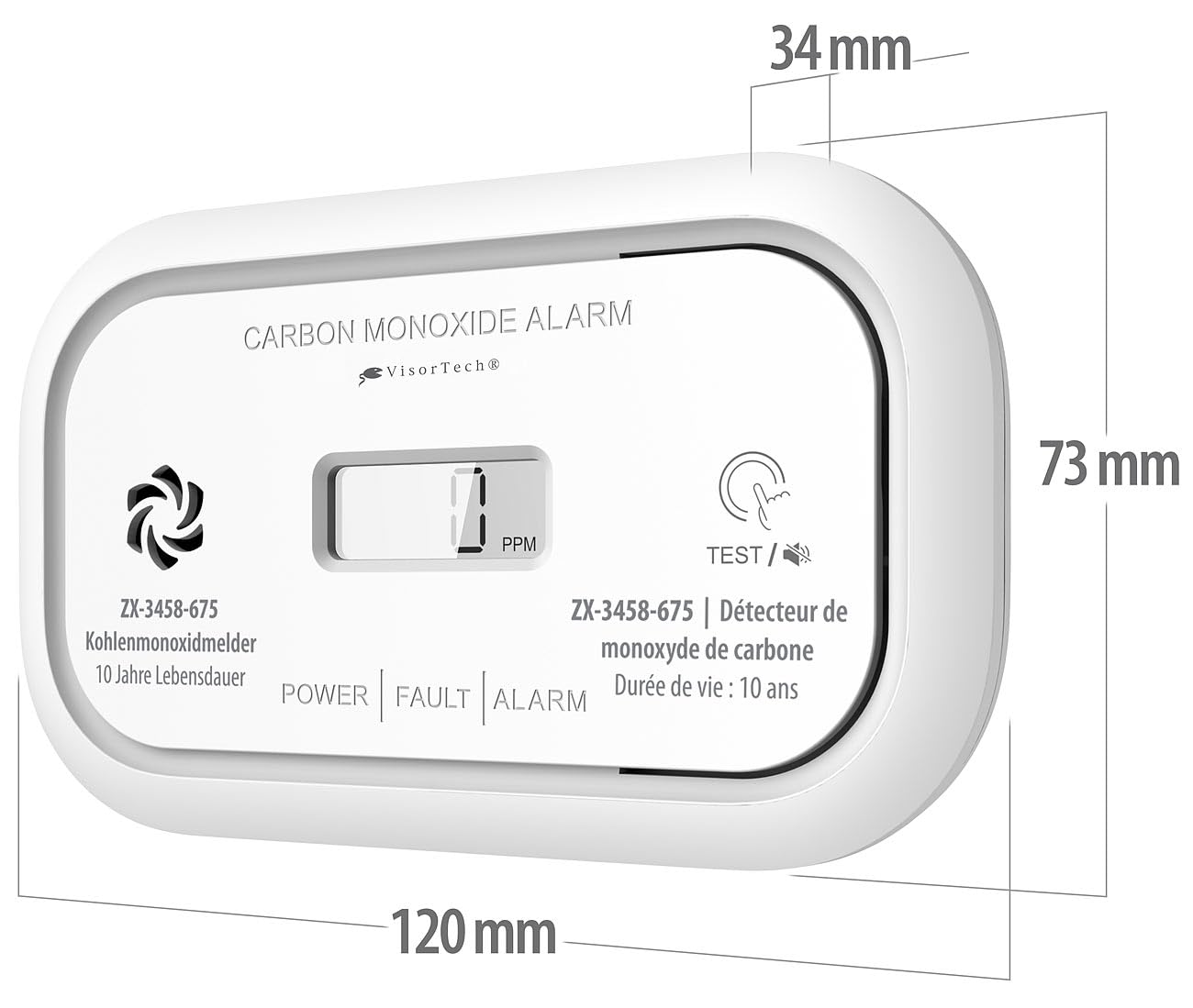 VisorTech Gasmelder Batterien: 5er-Set Digitale Kohlenmonoxid-Melder, 85 dB, Display, DIN EN 50291 (Kohlenmonoxid-Alarmdetektoren, Alarm Kohlenmonoxyd, Messgerät)