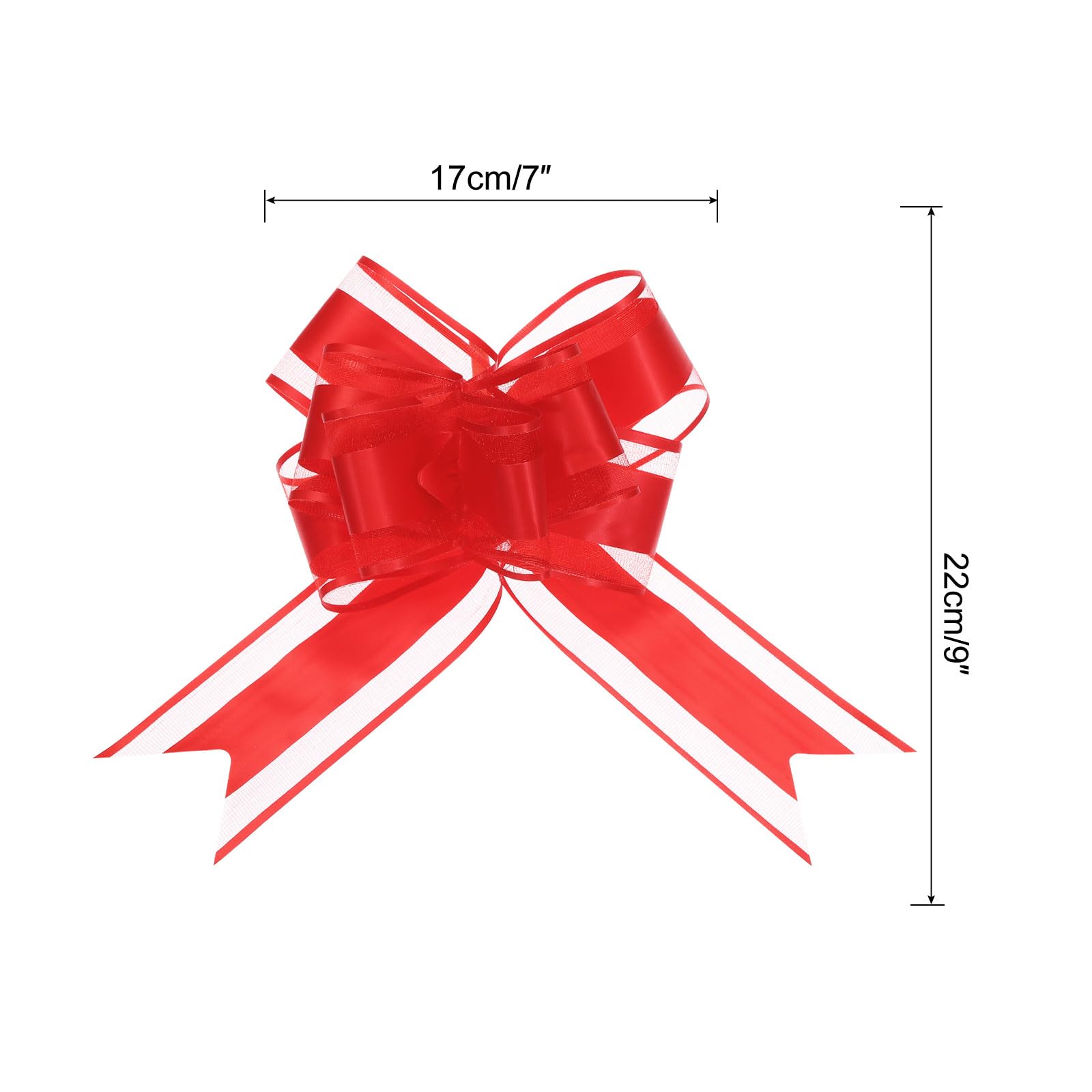 Uxcell 20pcs 9 Inch Giant Large Pull Bow Gift Wrapping Organza Bows Ribbon Red for Wedding Baskets Presents Christmas - Image 2