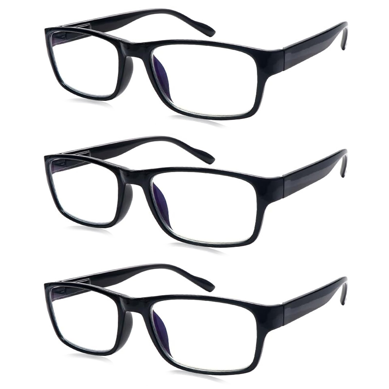 fadbon Reading Glasses Men/Women,Blue Light Readers for Men/Women,Computer Eye Glasses,Lightweight Eyeglasses(3 Pack Black2,1.25)
