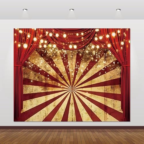 Telón de fondo de circo de 10 x 8 pies para fiesta temática de carnaval, fondo rojo de cortina para baby shower, fiesta de cumpleaños, pancarta de