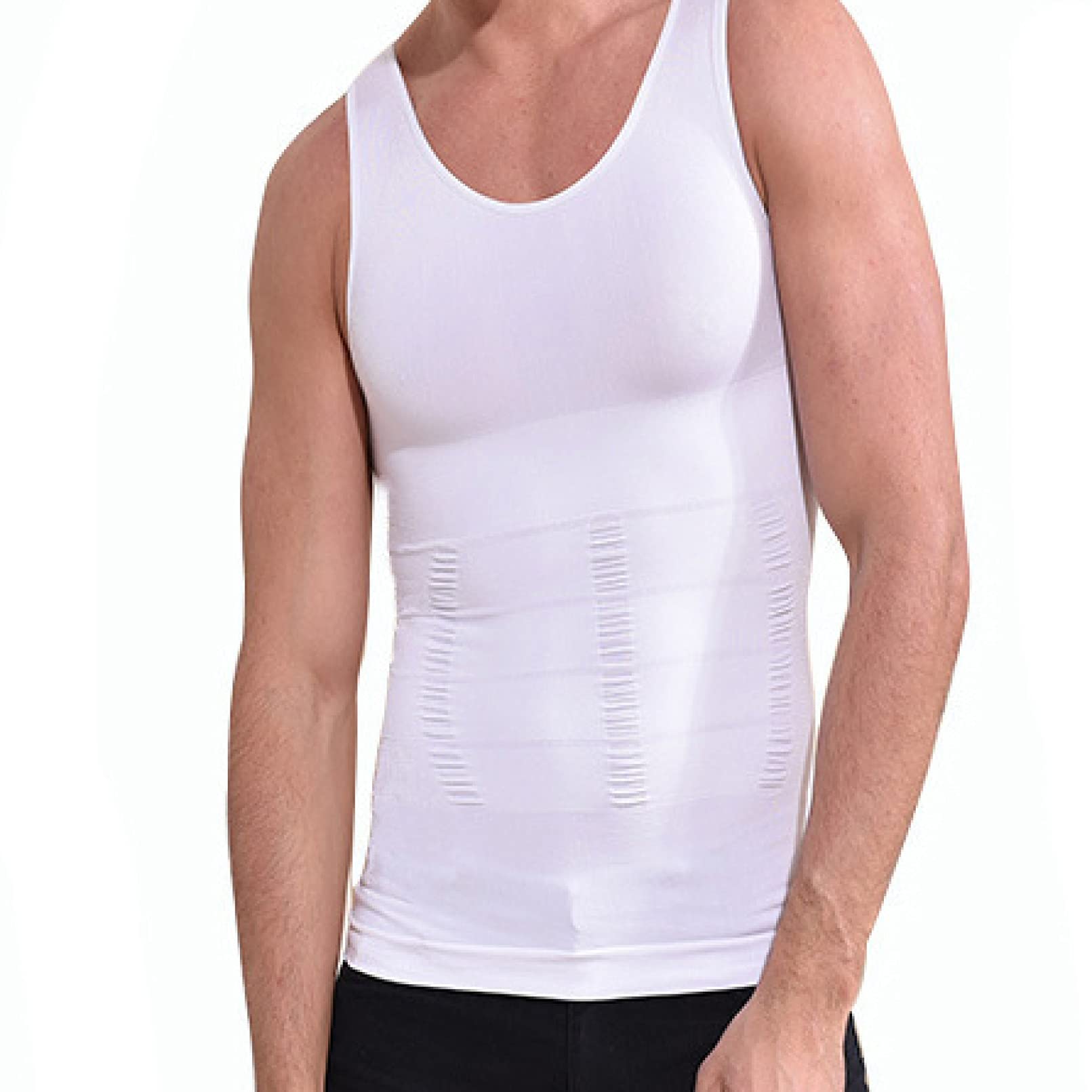 Herren bauchweg-Shapewear-kompressionshemden mit Rundhalsausschnitt – Enge Fitness-Body-Shaper-unterhemden für den Sport im fitnessstudio