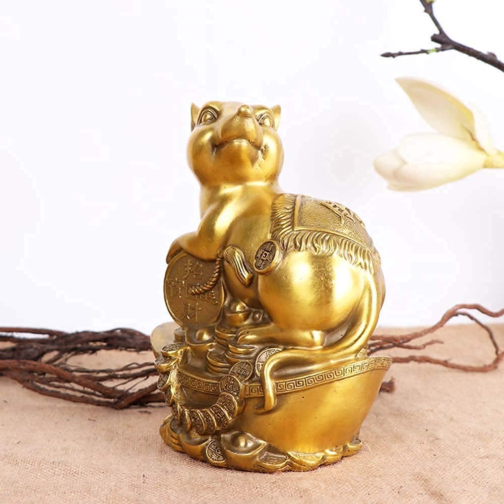 Rzeźba Ogrodowa, Figurki Herbaciane, Zwierzęta Zodiakalne Z Czystego Mosiądzu, Figurki Szczura Zodiakalnego, Figurka Dekoracyjna Chińskiego Feng Shui Do Domu I Biura, Rzeźba Bogactwa I Powod