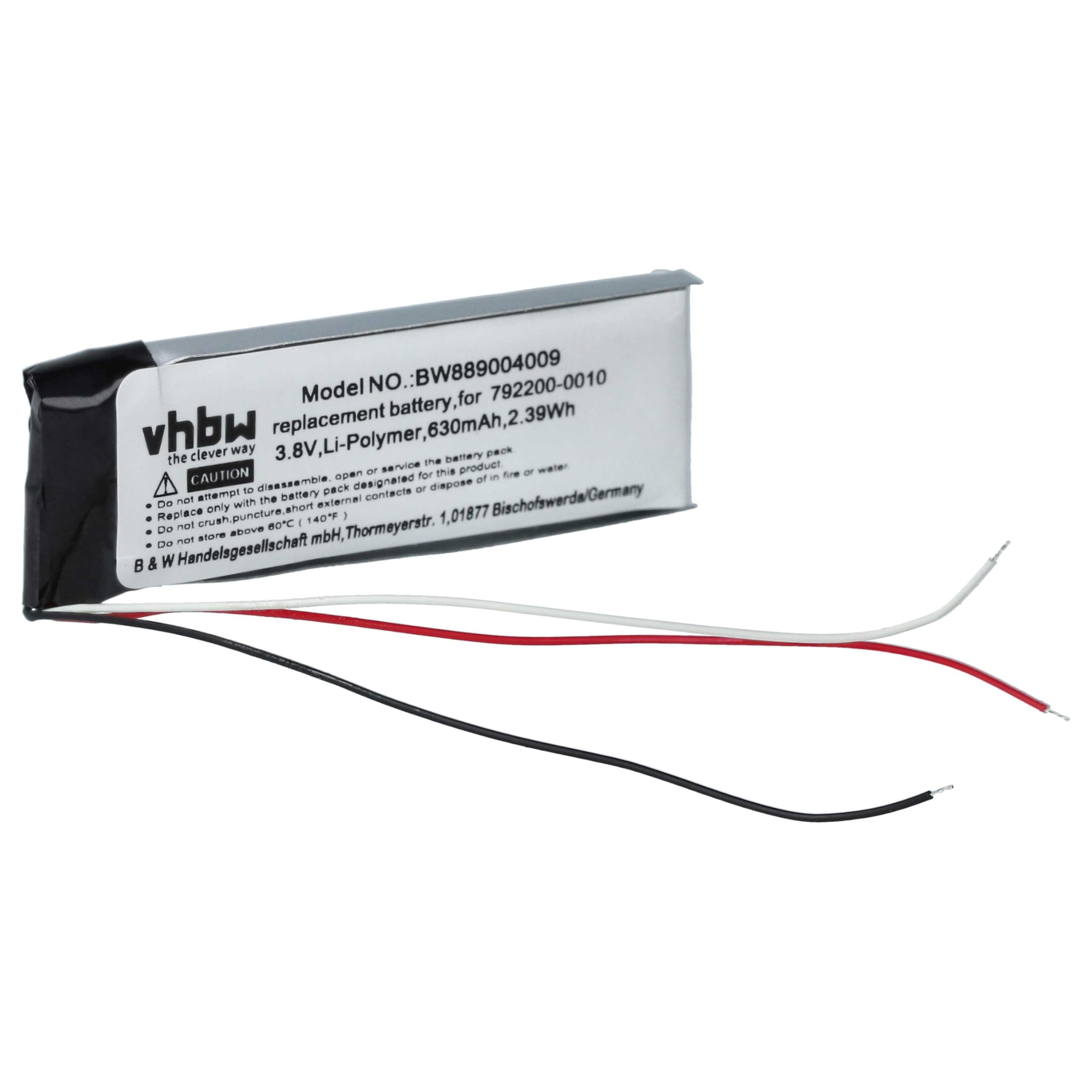 vhbw 1 x bateria do bezprzewodowych słuchawek dousznych Bose 792200-0010 (630 mAh, 3,8 V, Li-ion)