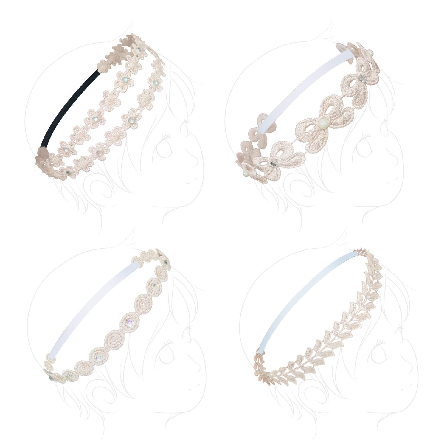 COUXILY Bebe's Diadema con Grosgrain Cinta de Piel Sintética Estrellas Orejas de Rratón Para la Fotografía del Partido (C01)