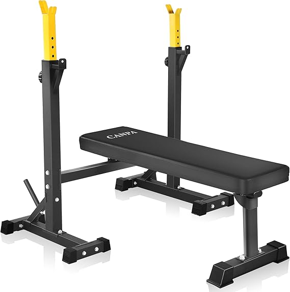 CANPA Bench Press, Olympic Weight Bench with Squat Rack Workout Bench