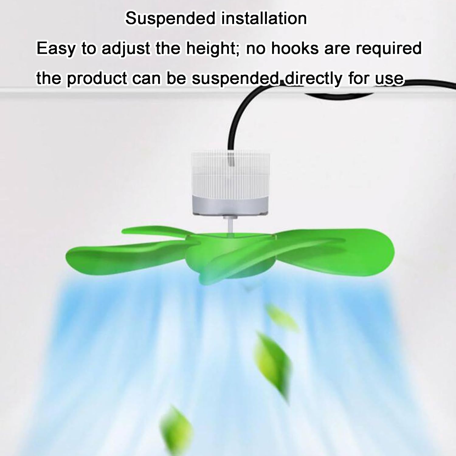 6V Outdoor Solar Fan, Portable 1W/3W Solars Panel Fans, Suspended, Height-Adjustable, 4 Rounded Blades, for Dormitories, Chicken Coops, and Greenhouse Ventilation