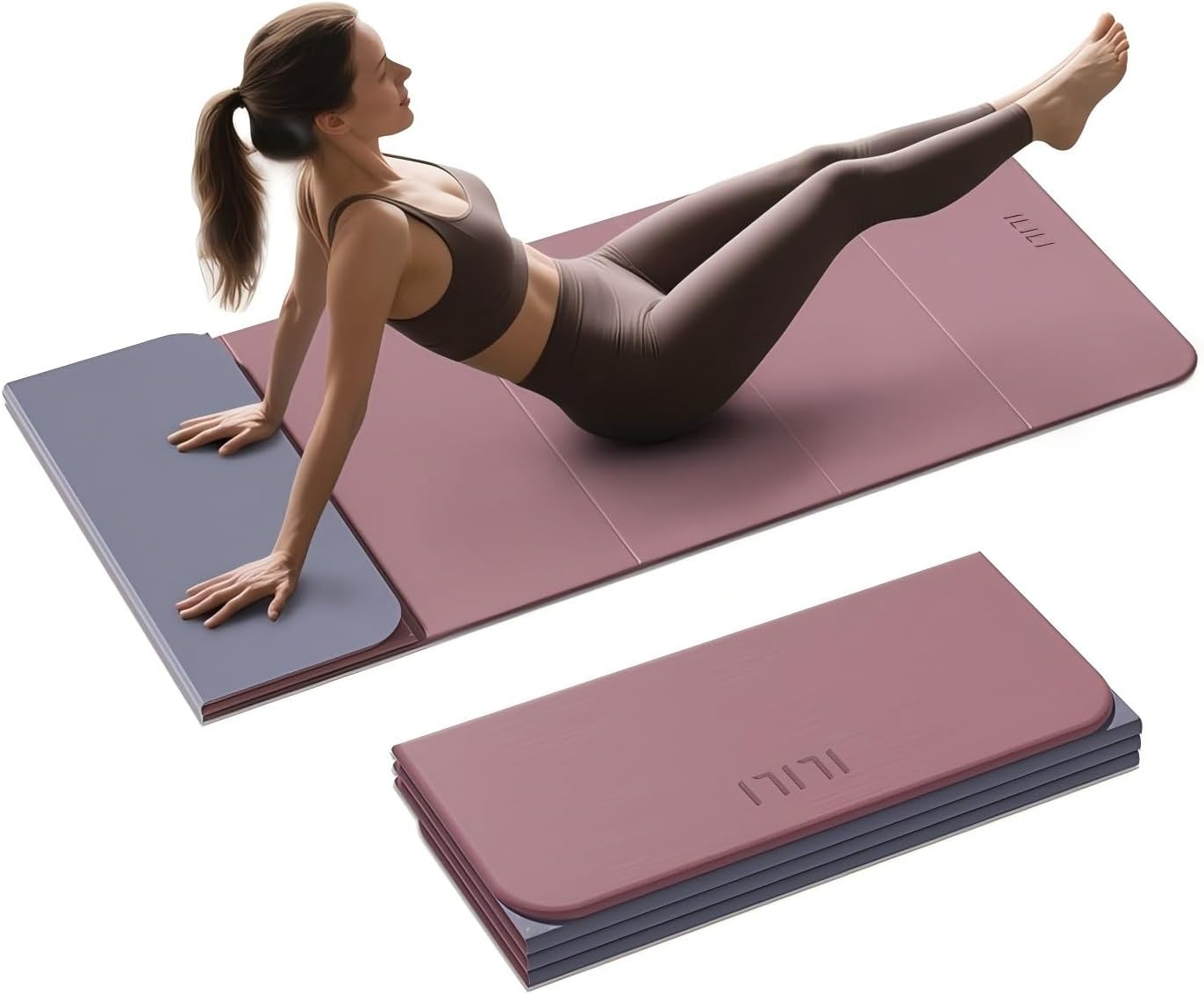 ILILI Foldable Yoga Mat 10mm, Extra Thick, Extra Long, 75x26x0.4 Inch, TPE