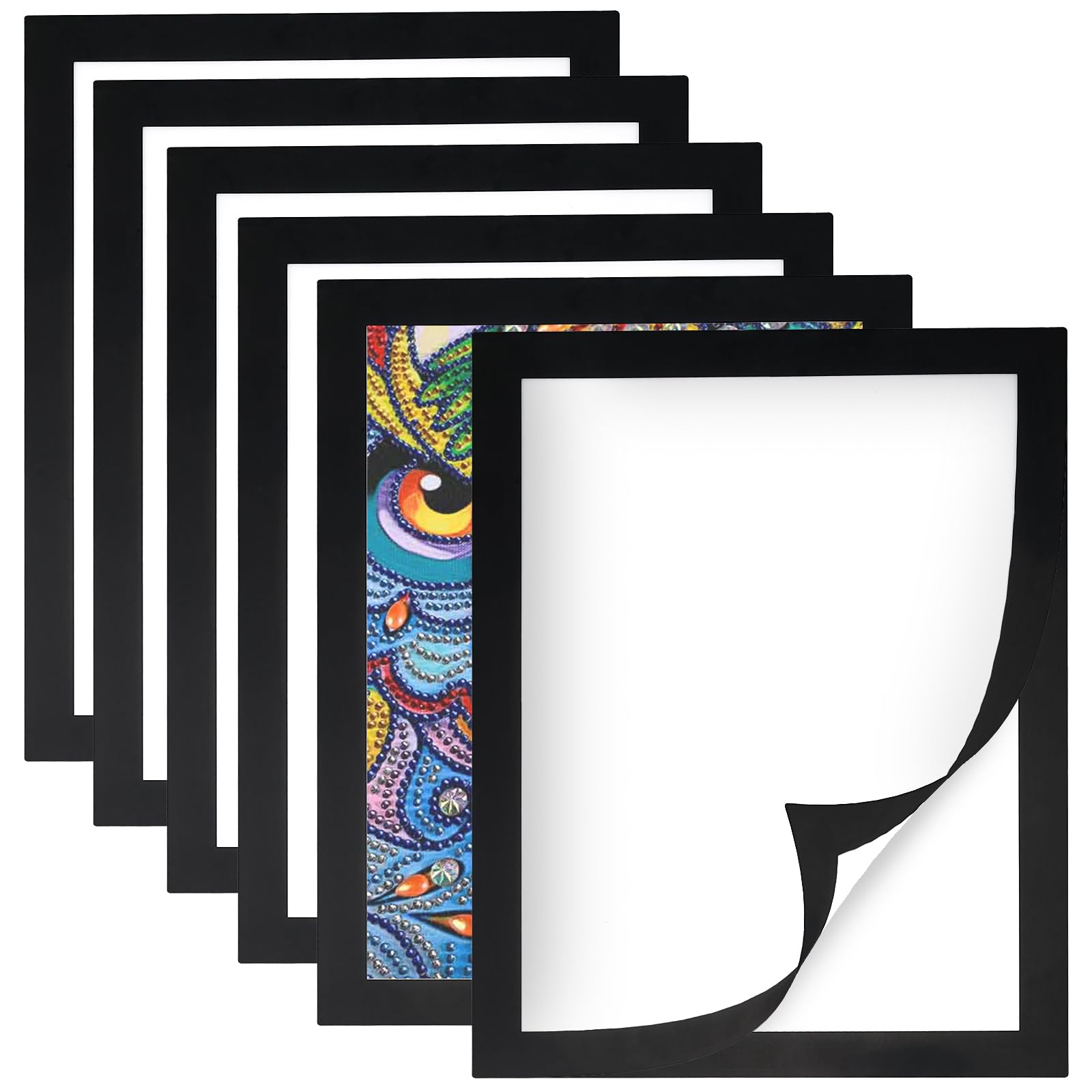 Cadre de peinture diamant magnétique noir anti-poussière pour toile 24x35 cm