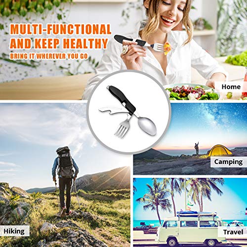 image for Camping Utensil HIKENTURE 4-In-1 Stainless Steel Fork Knife Spoon Bott