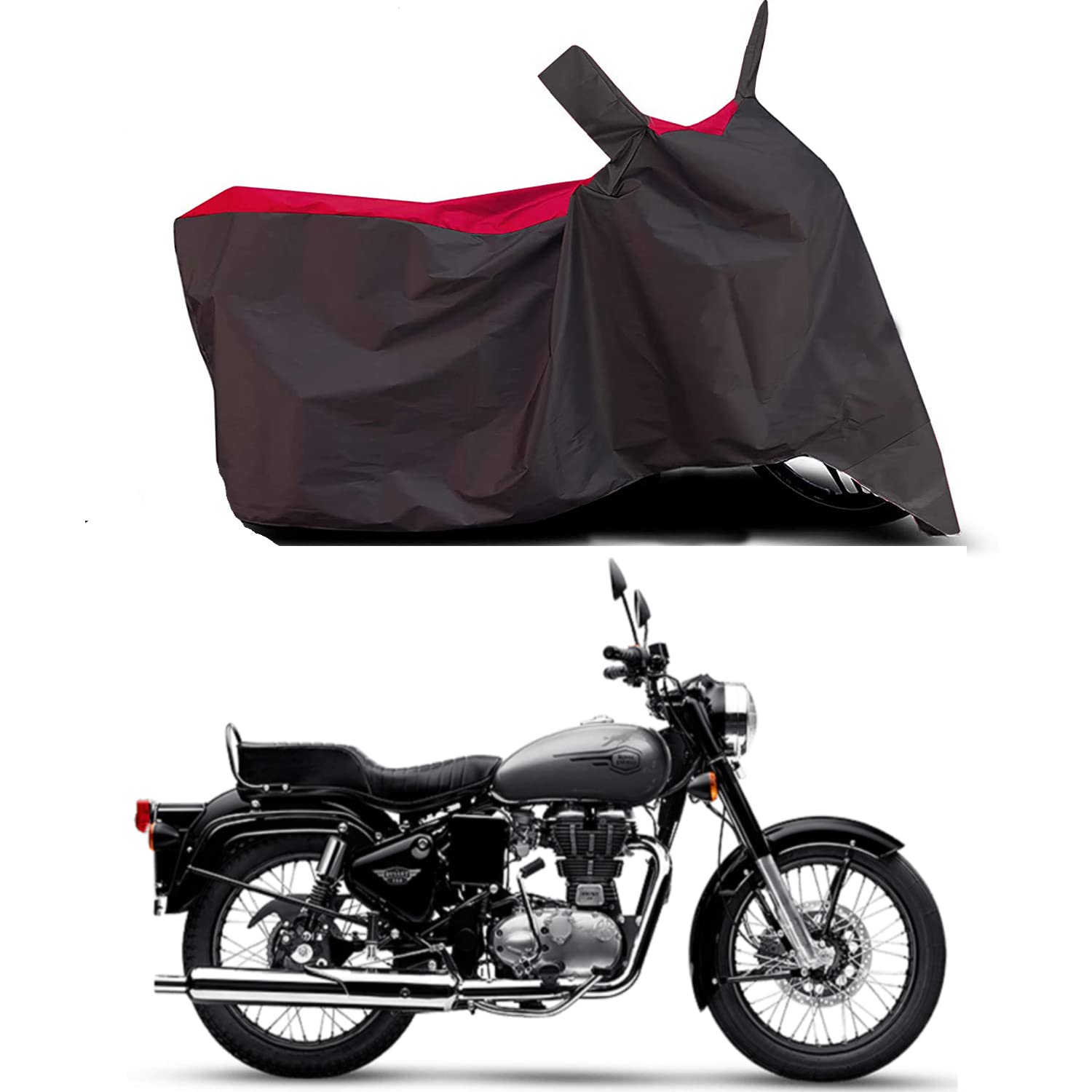 KANUSHI Industries® Water Resistant Bike Cover for Royal Enfield Bullet 350 UV Protection & Dustproof Bike Body Cover(BIKE-COVER-BLACK-RED-9-B) (B0B4SHWPD7) Amazon Price History, Amazon Price Tracker