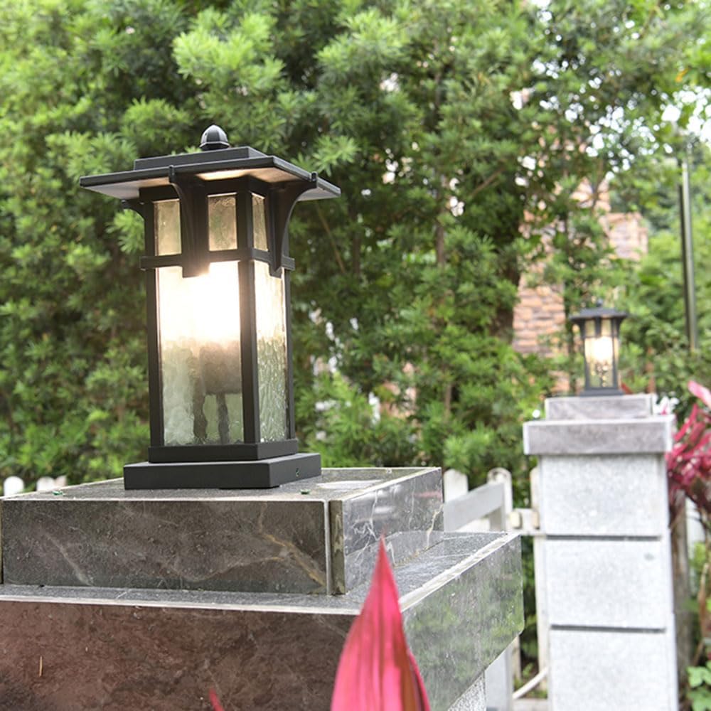 Vintage Outdoor Floor Lamp Black Aluminum Column Light Outdoor Waterproof E26 with Pillar Bracket, Post Light Fixture Fence Stand Fixtures 60W