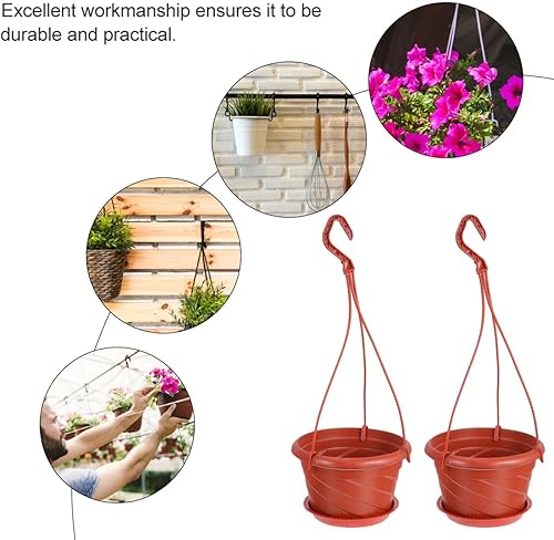 Miniatura 7 de Yardwe 10 juegos de macetas colgantes de plástico para plantas de interior y exterior, macetas colgantes de jardín con cadenas para decoración del