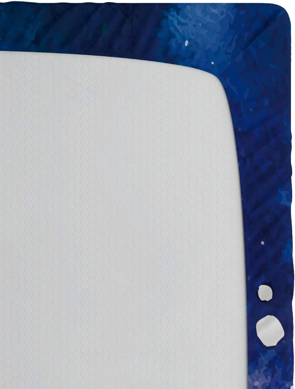 Ambesonne Blue 2 Pack Fitted Sheet, Grunge Space Theme Art, Bed Cover All-Round Elastic Deep Pockets 2 Pieces, Package Contains 2 Queen Size Fitted Sheets, Pale Blue Dark Blue