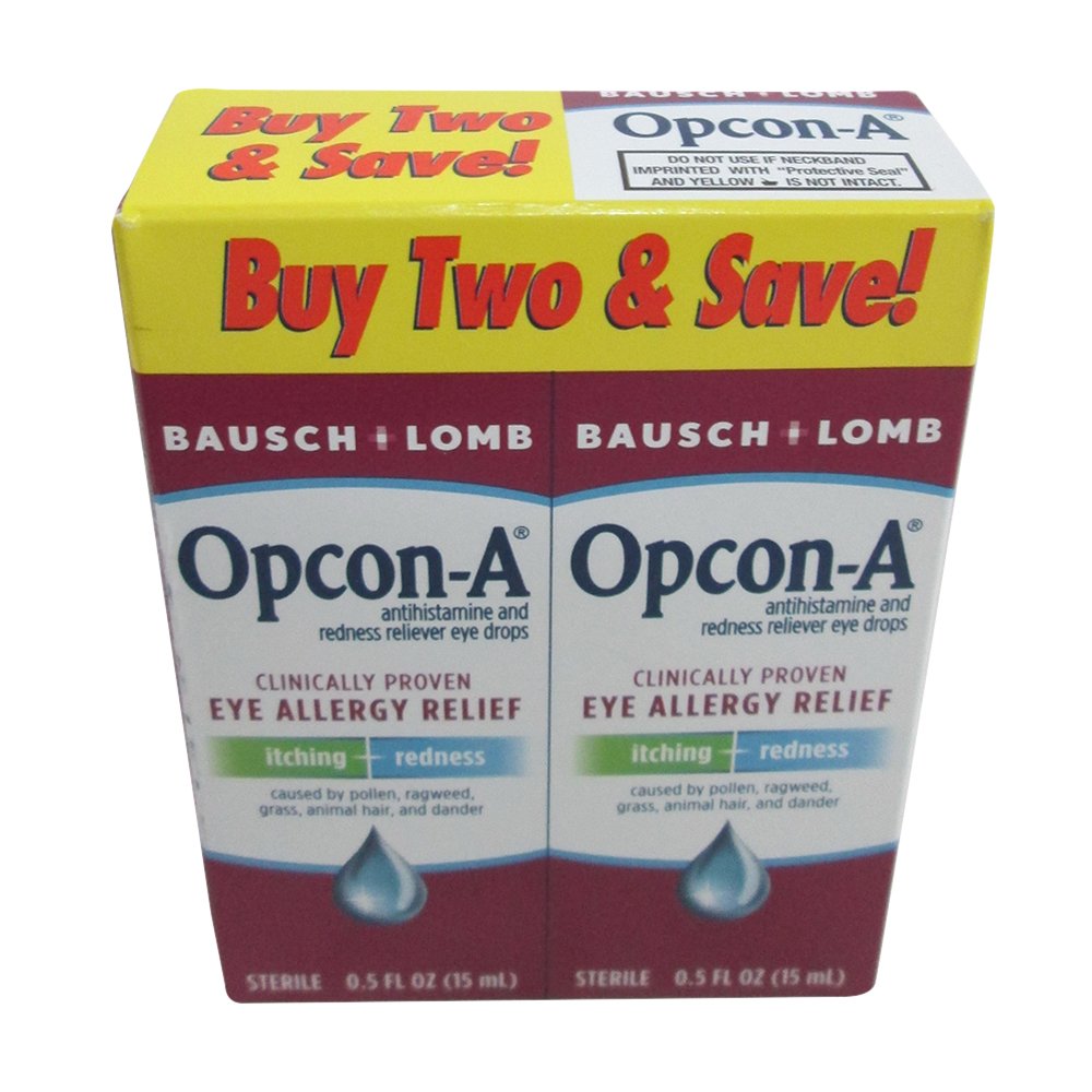 Bausch and Lomb Eye Drops OpconA Eye Allergy Relief Drops, Twin Pack