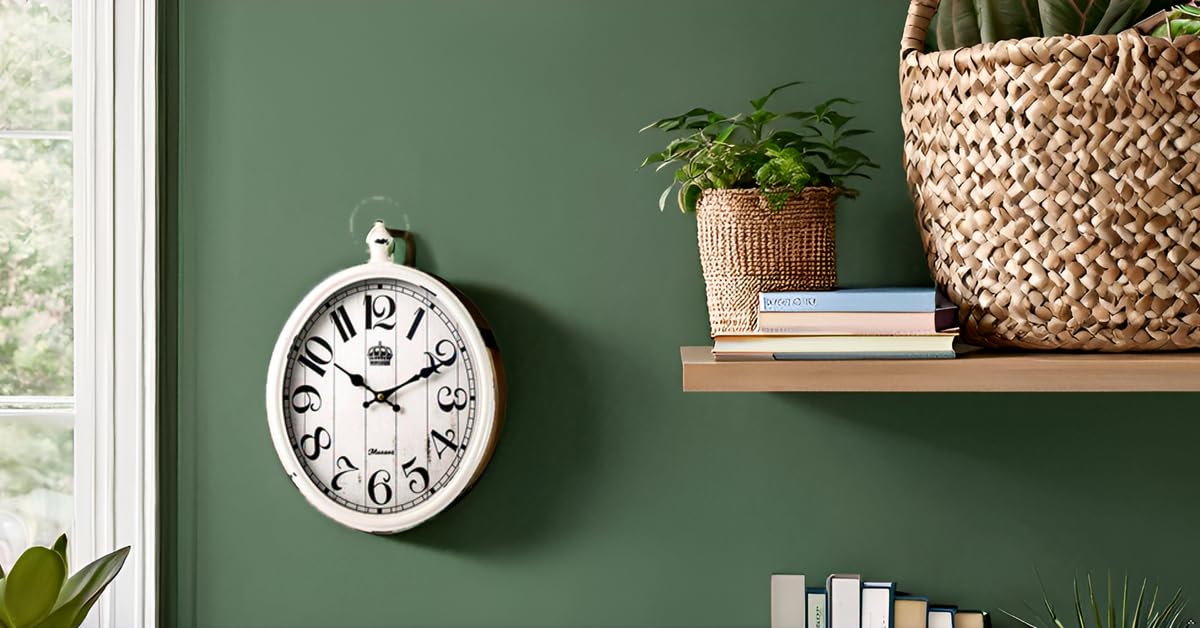 Ovale Wanduhr aus Metall, europäisches Retro-Dekor, altmodisches antikes Design, rustikaler Vintage-Stil, batteriebetrieben, geräuschlos, für Wohnzimmer, Küche, Bauernhaus, 40,6 cm, Weiß